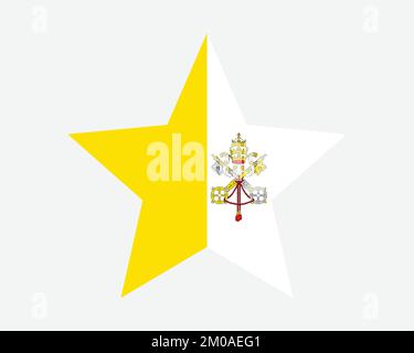 Vatican City Star Flag. Holy See Star Shape Flag. Country National Banner Icon Symbol Vector Flat Artwork Graphic Illustration Stock Vector