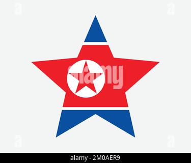 North Korea Star Flag. North Korean Star Shape Flag. DPRK Country National Banner Icon Symbol Vector Flat Artwork Graphic Illustration Stock Vector
