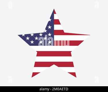 USA Star Flag. US United States of America Star Shape Flag. American Star Spangled Banner Old Glory Country National Icon Symbol Vector Illustration Stock Vector