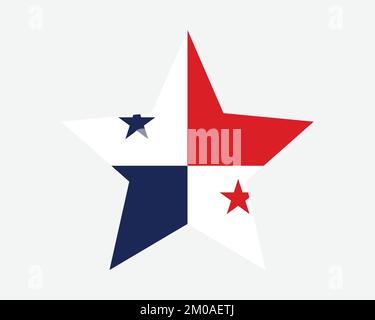 Panama Star Flag. Panamanian Star Shape Flag. Republic of Panama Country National Banner Icon Symbol Vector Flat Artwork Graphic Illustration Stock Vector