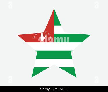 Abkhazia Star Flag. Abkhaz Abkhazian Five Point Star Shape Flag. Republic of Abkhazia Banner Icon Symbol Vector Flat Artwork Graphic Illustration Stock Vector