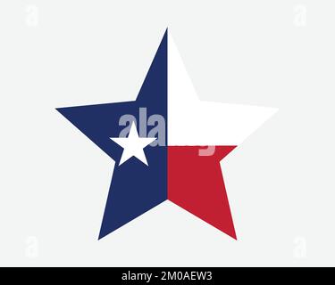 Texas Star Flag. TX USA Five Point Star Shape State Flag. Texan US Lone Star Banner Icon Symbol Vector Flat Artwork Graphic Illustration Stock Vector