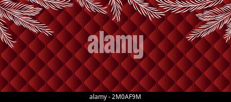 luxury red christmas abstract background banner with fir branches Stock Vector