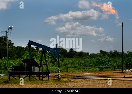 Cabimas-Zulia-Venezuela-29-11-2007- An oil Pump is seen in a Cabimas oil field. © JOSE ISAAC BULA URRUTIA Stock Photo