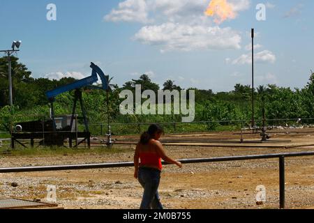 Cabimas-Zulia-Venezuela- 29-11-2007- An oil Pump is seen in a Cabimas oil field. © JOSE ISAAC BULA URRUTIA Stock Photo