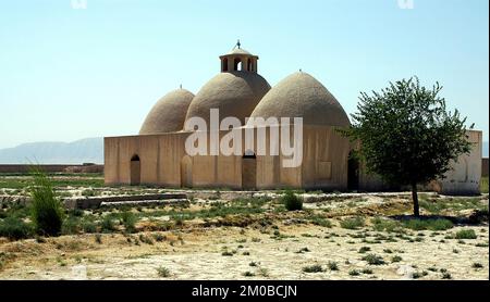 A reconstructed mosque at Takht-e-Pul between Balkh and Mazar-i-Sharif in Balkh Province, northern Afghanistan. Exterior view of the mosque. Stock Photo