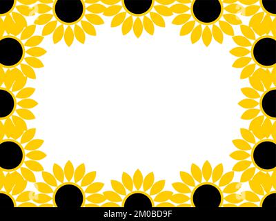 Frame with Stylized Sunflowers with an Aspect Ratio of 4:3. Vector Image. Stock Vector