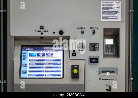 Scotrail electronic self serve ticket machine installed at Glasgow Central railway station, Glasgow, Scotland, UK Stock Photo