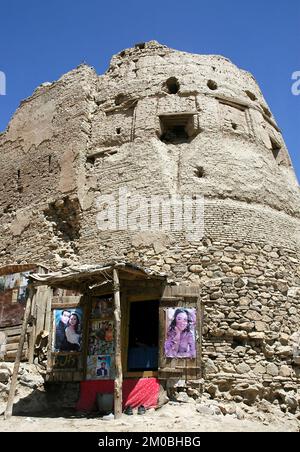 Ghazni / Afghanistan: Entrance to a store within the walls of the citadel in Ghazni. Stock Photo