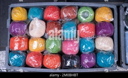 Colorful woolen threads, woolen thread for handmade sweaters, eminönü Stock Photo