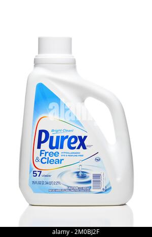 IRVINE, CALIFORNIA - 4 DEC 2022: A bottle of Purex Free and Clear Hypoallergenic Laundry Detergent. Stock Photo