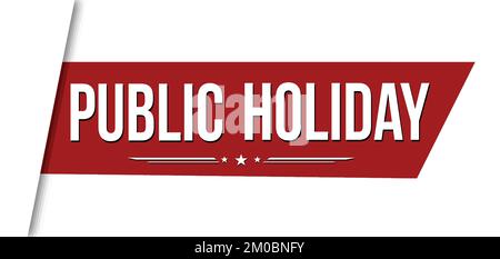 Public holiday red ribbon or banner design on white background, vector illustration Stock Vector