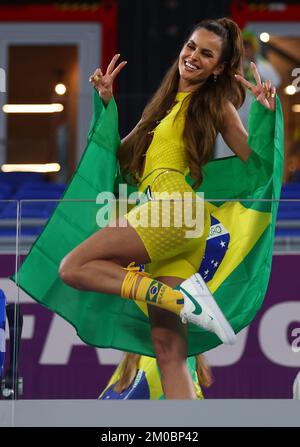 Doha, Qatar, 5th December 2022.  Brazilian supermodel Izabel Goulart partner of German player Kevin Trapp during the FIFA World Cup 2022 match at Stadium 974, Doha. Picture credit should read: David Klein / Sportimage Stock Photo