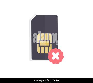 Sim card rejected icon not approved phone logo design. No simcard sign. Sim card rejected vector design and illustration. Stock Vector