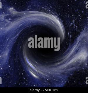 Black hole devours galaxy. Black hole, nebula and galaxy in deep outer space. Science fiction wallpaper. Elements of this image furnished by NASA. Stock Photo