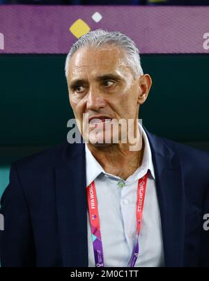 Doha, Qatar, 5th December 2022.  Leonardo Tite coach of Brazil  during the FIFA World Cup 2022 match at Stadium 974, Doha. Picture credit should read: David Klein / Sportimage Stock Photo