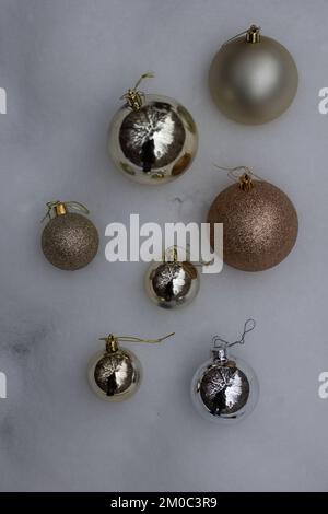photo Christmas decorations on real snow Stock Photo