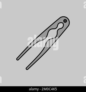 Nutcracker pliers vector grayscale icon. Kitchen appliances. Graph symbol for cooking web site design, logo, app, UI Stock Vector