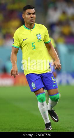 Doha, Qatar, 5th December 2022.   Casemiro of Brazil during the FIFA World Cup 2022 match at Stadium 974, Doha. Picture credit should read: David Klein / Sportimage Stock Photo