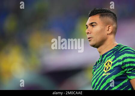 Doha, Qatar. Dec 5, 202Carlos Henrique Casemiro of Brazil during the FIFA World Cup Qatar 2022 match, round of 16, between Brazil and South Korea played at  Stadium 974 on Dec 5, 2022 in Doha, Qatar. (Photo by Bagu Blanco / PRESSIN) Stock Photo