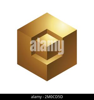 Golden Abstract Cubes on a White Background Stock Vector