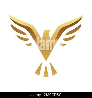 Golden Abstract Eagle with Open Wings on a White Background Stock Vector