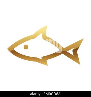 Golden Abstract Glossy Fish on a White Background Stock Vector