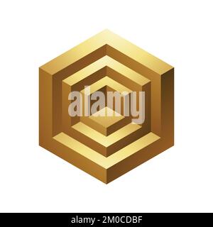 Golden Abstract 3d Hexagons on a White Background Stock Vector