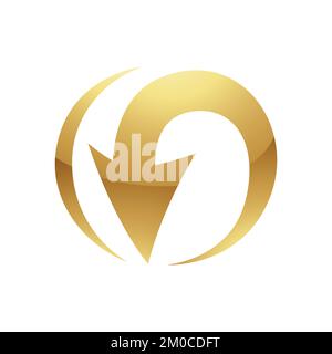 Golden Abstract Round Arrow Icon on a White Background Stock Vector