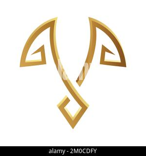 Golden Abstract Spiky Shape on a White Background Stock Vector