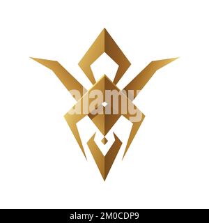 Golden Abstract Tribal Bug on a White Background Stock Vector