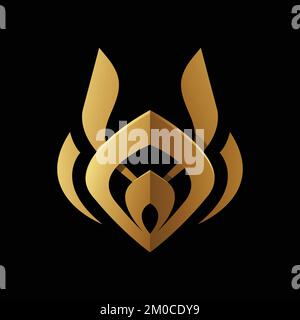 Golden Abstract Tribal Crest on a Black Background Stock Vector