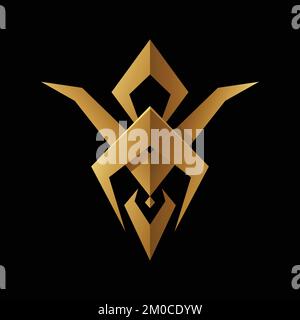 Golden Abstract Tribal Bug on a Black Background Stock Vector