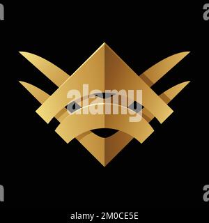 Golden Abstract Tribal Square on a Black Background Stock Vector