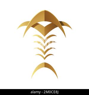 Golden Abstract Tribal Fishbone on a White Background Stock Vector