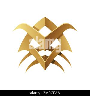 Golden Abstract Tribal Spiky Icon on a White Background Stock Vector