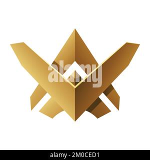 Golden Abstract Tribal Wings on a White Background Stock Vector