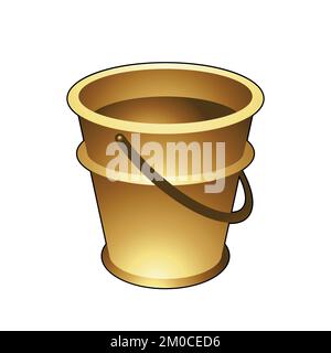 Golden Bucket on a White Background Stock Vector