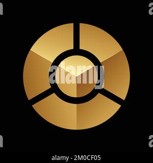 Golden Circle with a Round Core on a Black Background Stock Vector