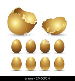Golden Eggs on a White Background Stock Vector
