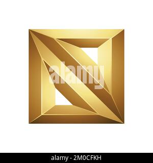 Golden Embossed Diagonal Square on a White Background Stock Vector