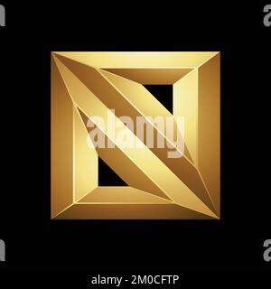 Golden Embossed Diagonal Square on a Black Background Stock Vector