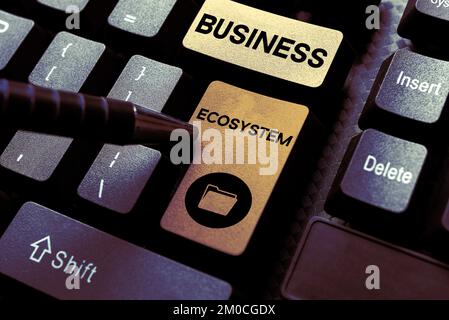 Conceptual caption Business Ecosystem. Word for Develop and Implement Organization Growth Opportunities Stock Photo