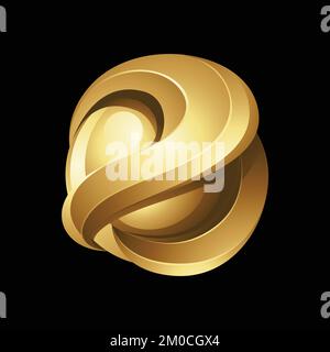 Golden Glossy 3d Sphere on a Black Background Stock Vector