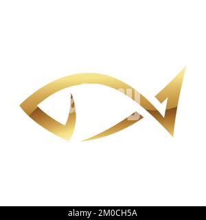 Golden Glossy Abstract Fish on a White Background Stock Vector