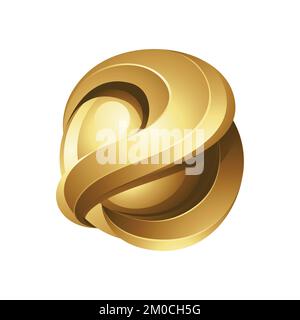 Golden Glossy 3d Sphere on a White Background Stock Vector