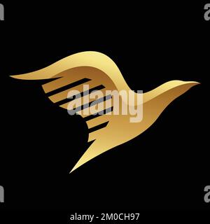 Golden Glossy Abstract Eagle on a Black Background Stock Vector