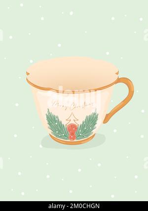 Isolated detailed empty christmas tea cup Vector Stock Vector