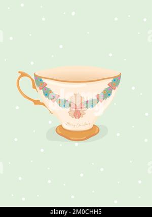 Isolated detailed empty christmas tea cup Vector Stock Vector