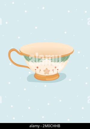 Isolated detailed empty christmas tea cup Vector Stock Vector